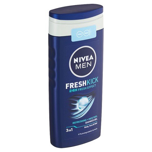 Nivea spg for men FreshKick 250ml 3in1 | Toaletní mycí prostředky - Sprchové gely - Pánské